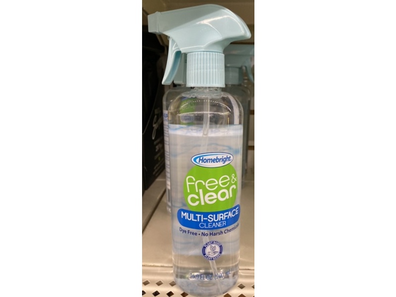 Homebright Free & Clear Multi-Surface Cleaner, 16.9 fl oz/500 mL