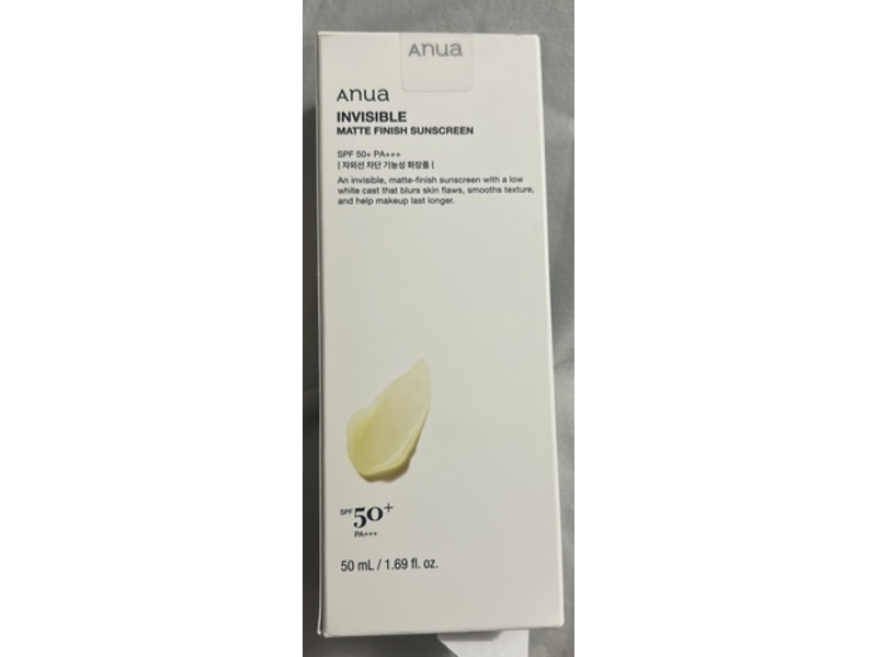 Anua Matte Finish Sunscreen, Invisible, SPF 50+, PA+++, 1.69 fl oz/50 mL