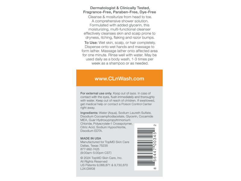 CLn 2-In-1 Gentle Wash & Shampoo, 8 fl oz/ 240 mL