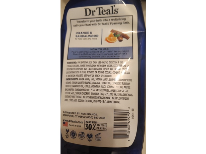 Dr Teal's Foaming Bath Salt, Snowy Night, 34 fl oz/1000 mL