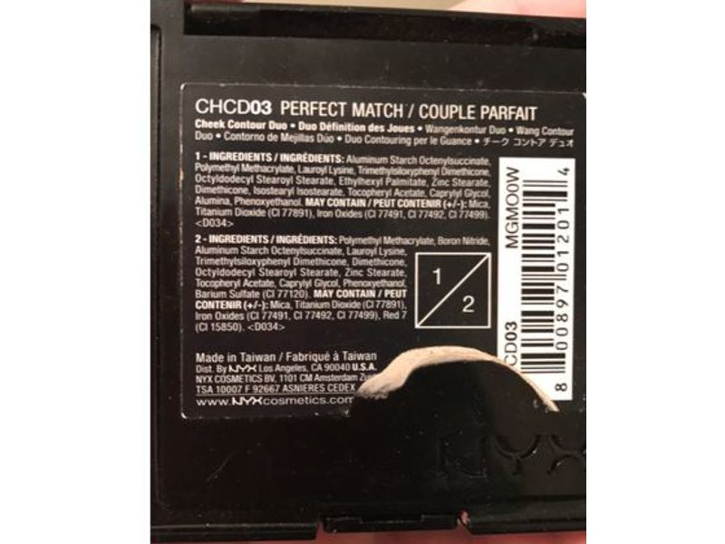 NYX Professional Makeup Cheek Contour Duo Palette, Perfect Match, 0.088 oz/2.5 g