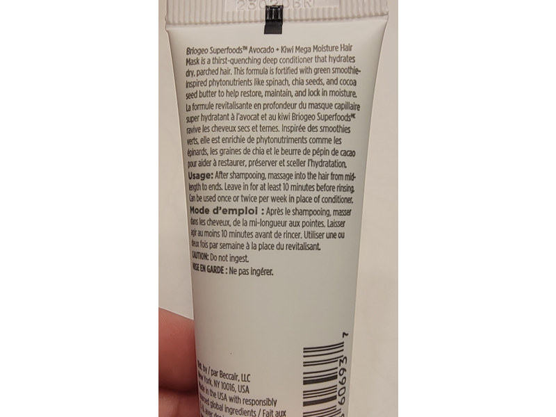 Briogeo Superfoods Mega Moisture Hair Mask, Avocado + Kiwi, 1 fl oz/30 mL