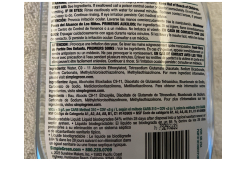 Simple Green Industrial Crystal Cleaner & Degreaser, 24 fl oz/70 mL