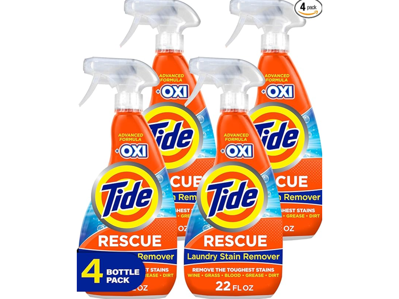 Tide + Oxi Rescue Laundry Stain Remover, 22 fl oz/650 mL, Pack Of 4