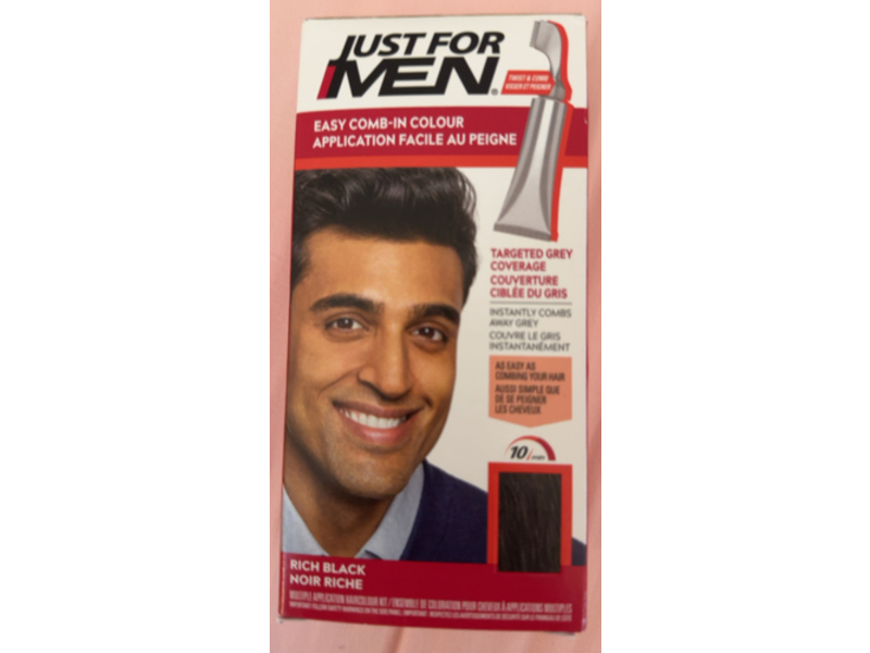 Just For Men Easy Comb-In Color Mens Hair Dye, A-65 Rich Black, 1.02 oz