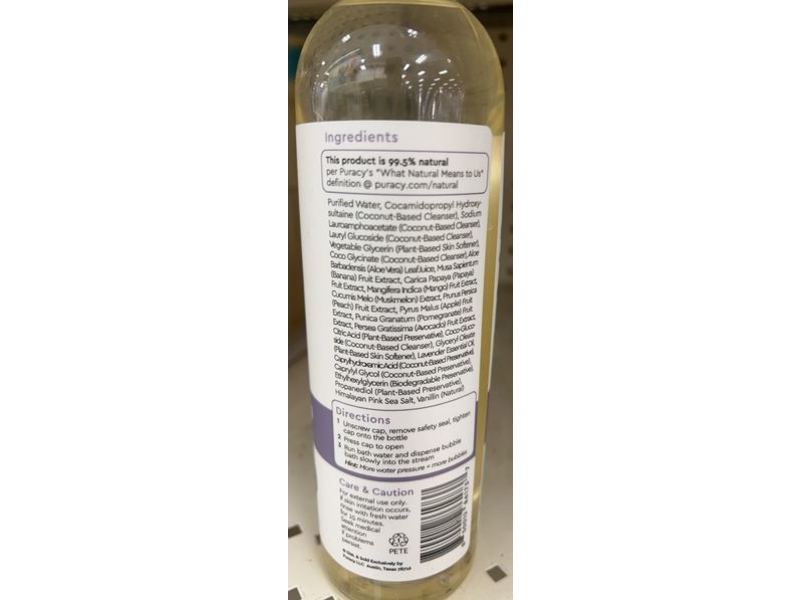 Puracy Baby Bubble Bath, Lavender & Vanilla, 12 fl oz/355 mL