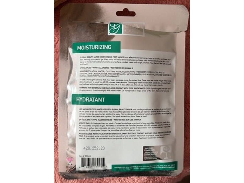 Global Beauty Care Moisturizing Foot Treatment Mask, 1 Pair