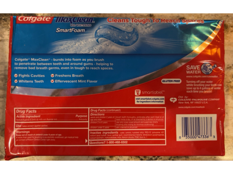 Colgate Anticavity Fluoride Toothpaste, Max Clean, Effervescent Mint, 6.0 oz/170 g, Pack Of 3