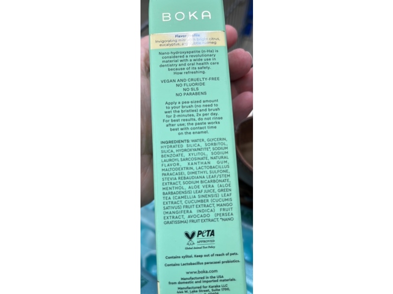 Boka Probiotics Toothpaste, Citrus Mint, 3.4 oz/96 g