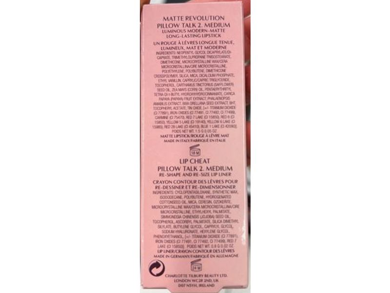 Charlotte Tilbury Pillow Talk Lipstick & Liner Set, Medium, 0.05 oz/15 g