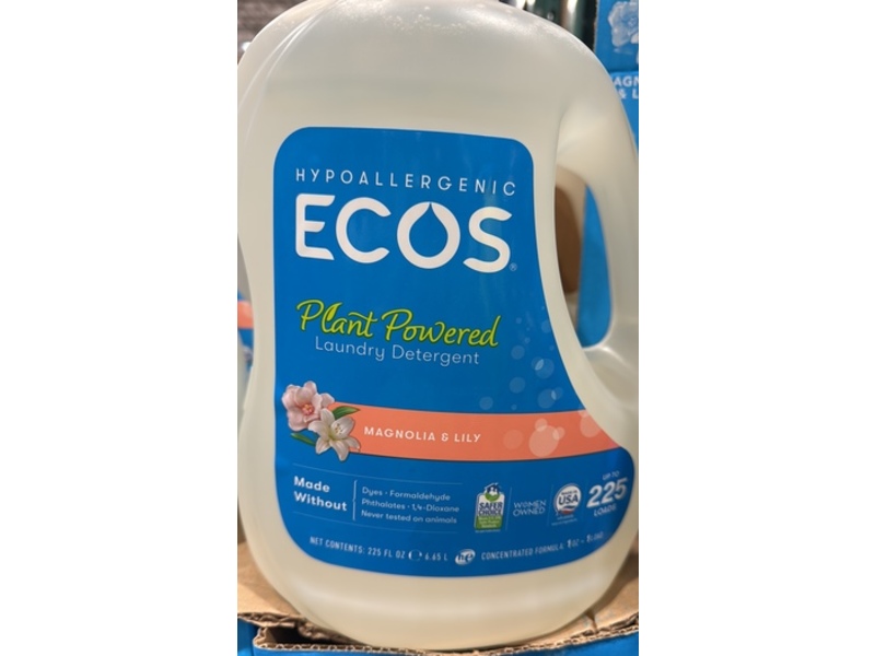 Ecos Plant Powered Laundry Detergent, Magnolia & Lily, 225 Loads, 225 fl oz/ 6.65 L