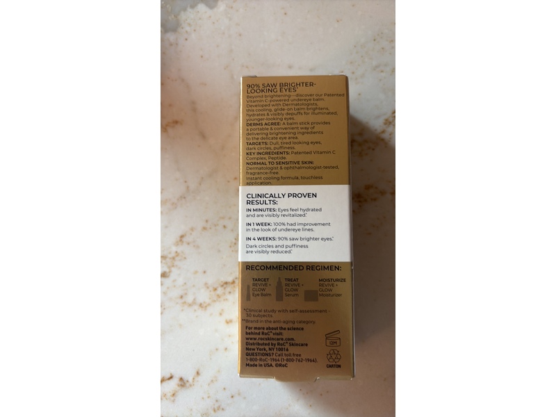 Roc Cooling & Hydrating Eye Balm, Revive + Glow, 0.14 fl oz/4 g