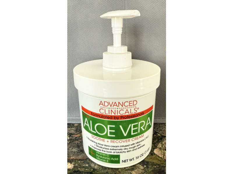 Advanced Clinicals Soothe +Recovery Cream, Aloe Vera, 16 oz/456 g
