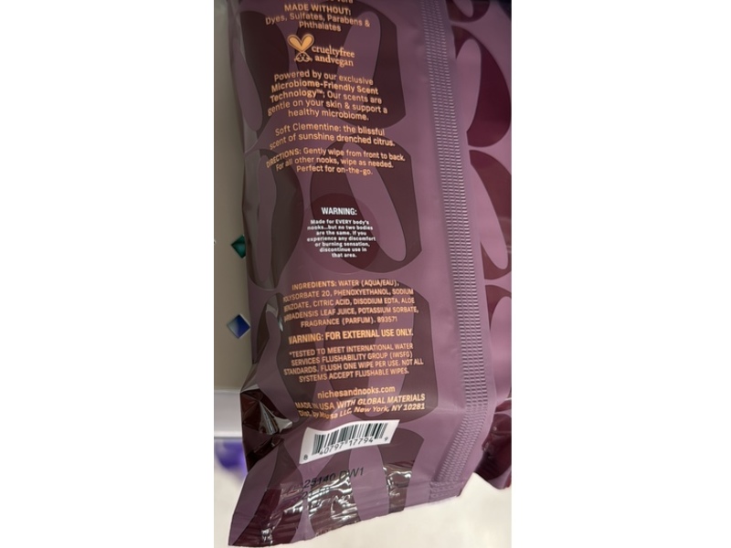 Niches & Nooks Feminine Wipes, Soft Clementine, 45 Count