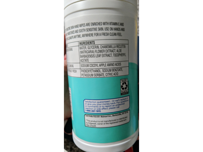 Equate Sensitive Skin Hand Wipes, Fragrance Free