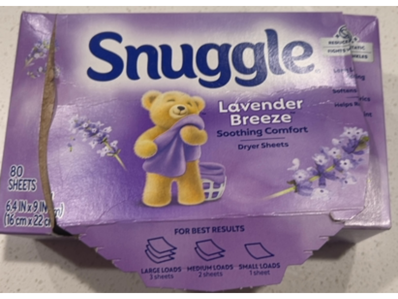 Snuggle Soothing Comfort Dryer Sheets, Lavender Breeze, 80 Count
