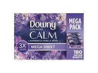 Downy Infusions Calm Fabric Softener Mega Dryer Sheets, Lavender & Vanilla Bean, 180 Count - thumbnail 1