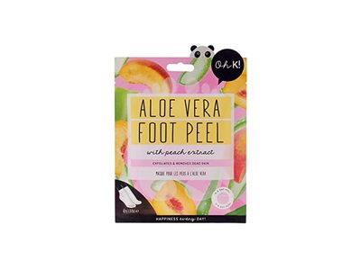 Oh K! Exfoliates Foot Peel Mask, Peach Extract, 1.355 fl oz/40 mL