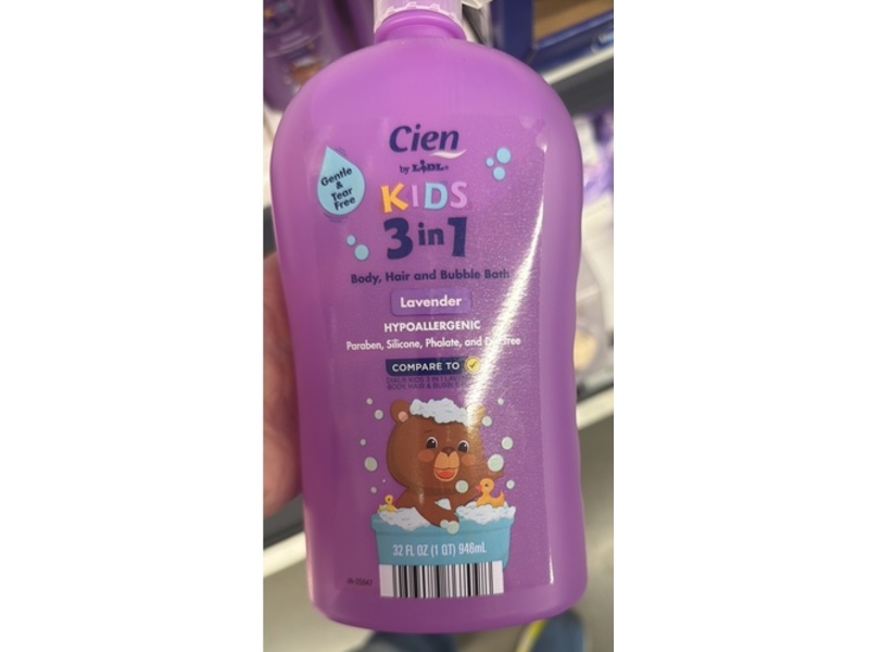 Cien Kids 3 In 1 Body, Hair & Bubble Bath, Lavender, 32 fl oz/946 mL