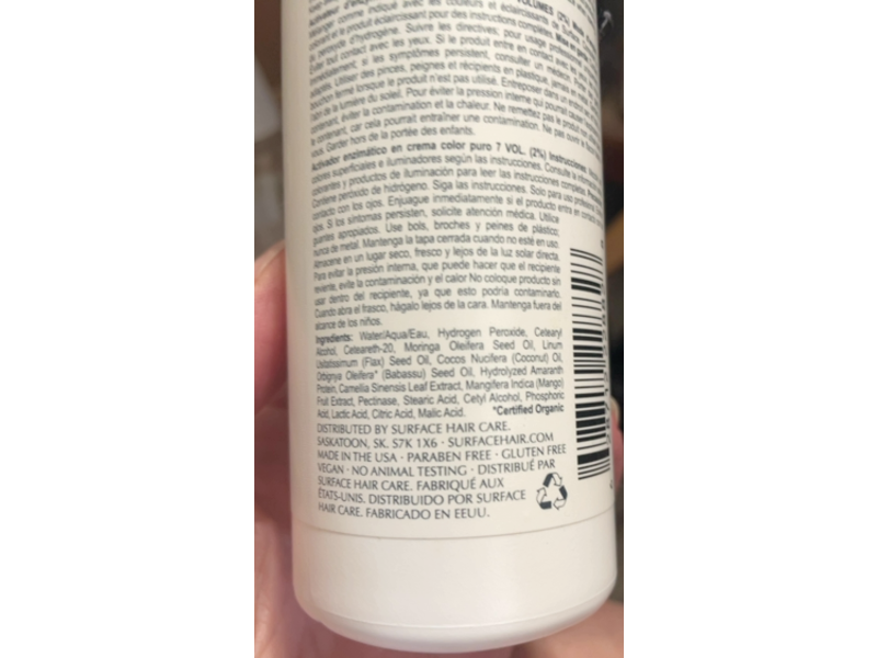 Surface Pure Color Enzyme Cream Activator, 7 Vol 2%, 8 fl oz/236 mL