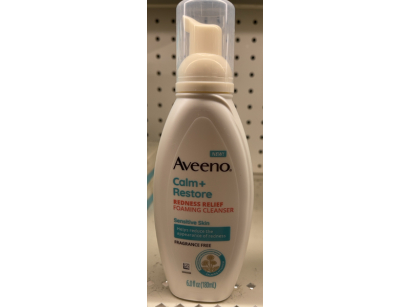 Aveeno Redness Relief Foaming Cleanser, Calm + Restore, 6.0 fl oz/180 mL