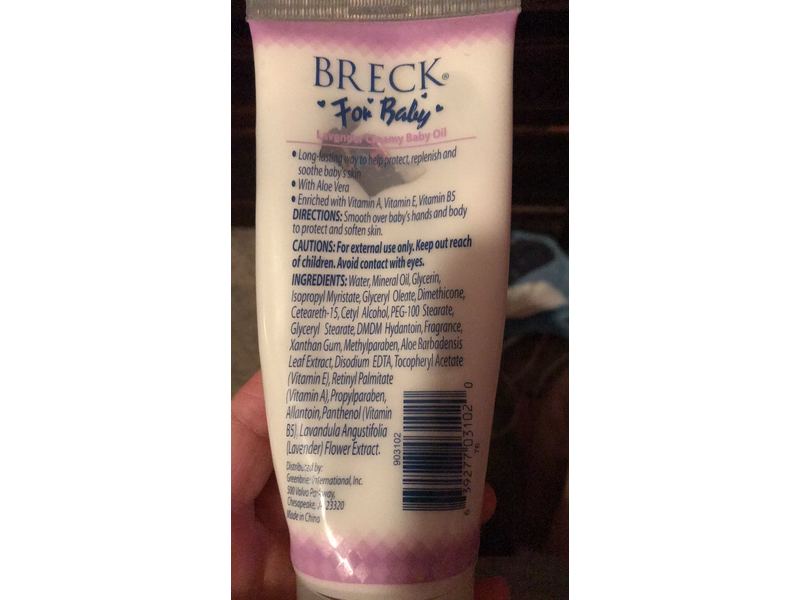 Breck For Baby Creamy Baby Oil, Lavender, 6.8 fl oz/200 mL