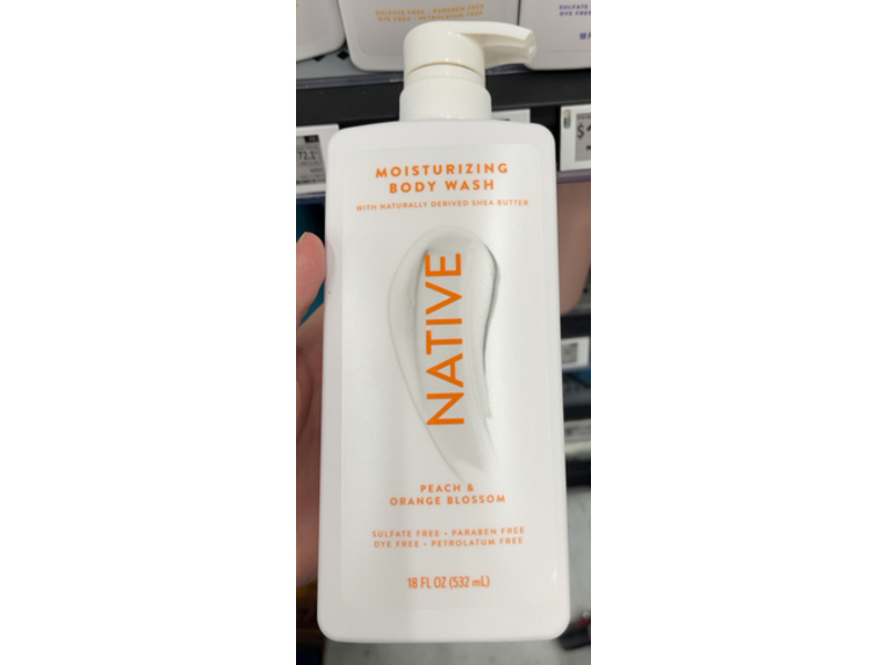 Native Moisturizing Body Wash, Peach & Orange Blossom, 18 fl oz/532 mL