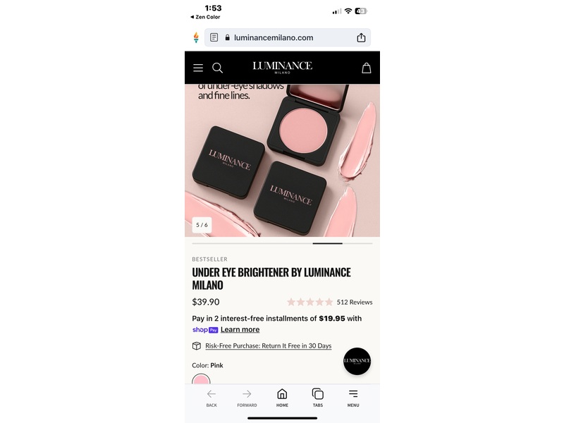 Luminance Milano Under Eye Brightener, Pink, 0.18 oz/5 g