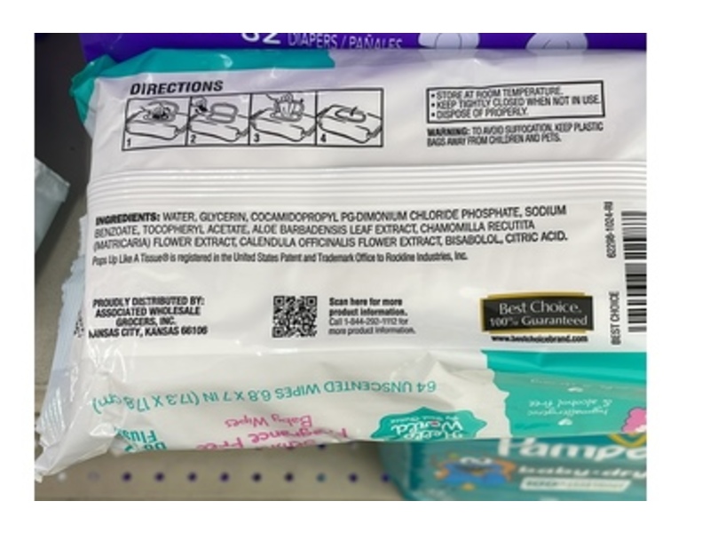 Hello World By Best Choice Sensitive Baby Wipes, Fragrance Free, 64 Count