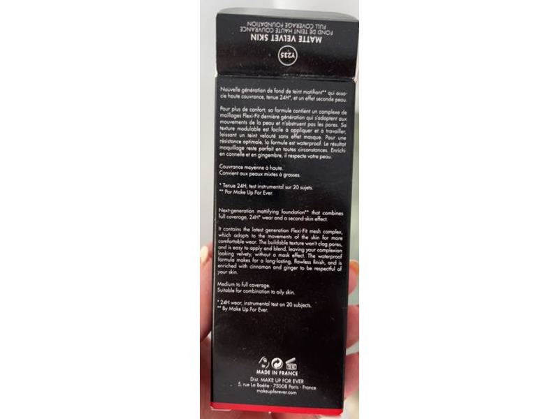 Make Up For Ever Matte Velvet Skin Full Coverage Foundation, Y235 - Ivory Beige, 1.01 fl oz/30 mL