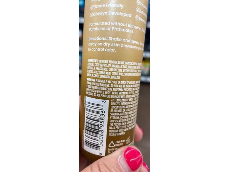 Lume Whole Body Deodorant Spray, Vanilla Bliss, 3.6 oz/102 g
