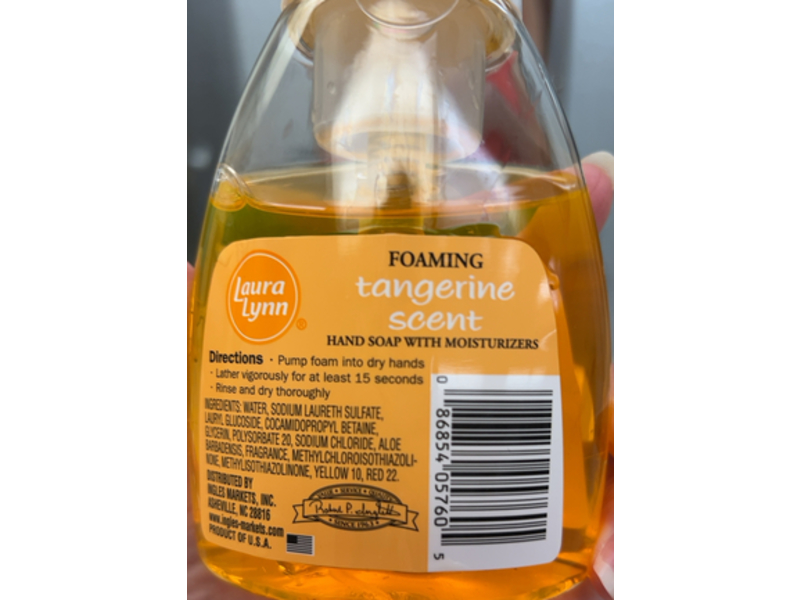 Laura Lynn Foaming Hand Soap, Tangerine Scent, 7.5 fl oz/22 mL