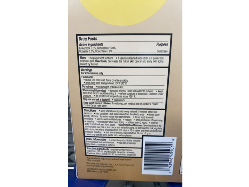 Member's Mark Sunscreen Spray, SPF 50, 9.1 oz/258 g, Pack Of 3