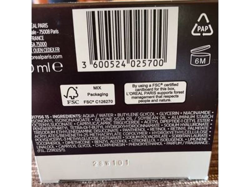 L'Oreal Paris Revitalift Laser Pressed Night Cream, Retinol + Niacinamide, 1.7 oz/50 mL