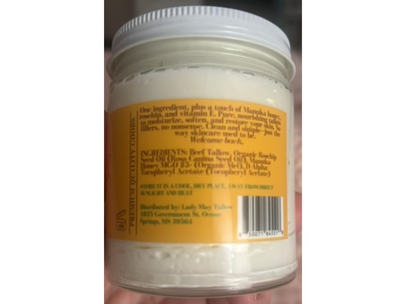 Lady May Tallow Manuka Honey Body Butter, 9 fl oz/266 mL