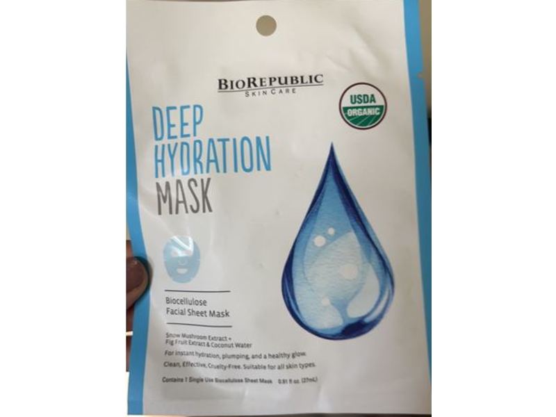 BioRepublic Deep Hydration Facial Sheet Mask, 0.91 fl oz/27 mL