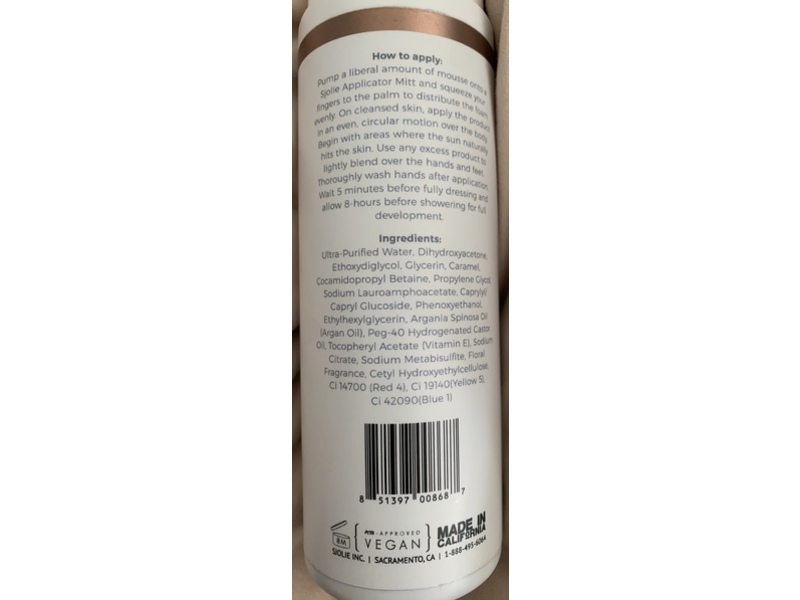 SJolie Sunless Bronzing Mousse Full Body Self Tanner, 207 mL