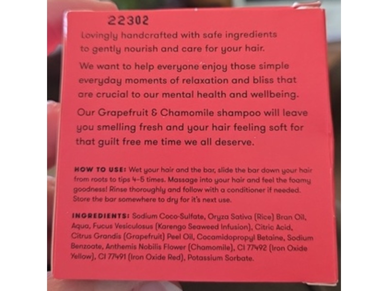 Anihana Shampoo Bar, Grapefruit & Chamomile, 2.29 oz/65 g