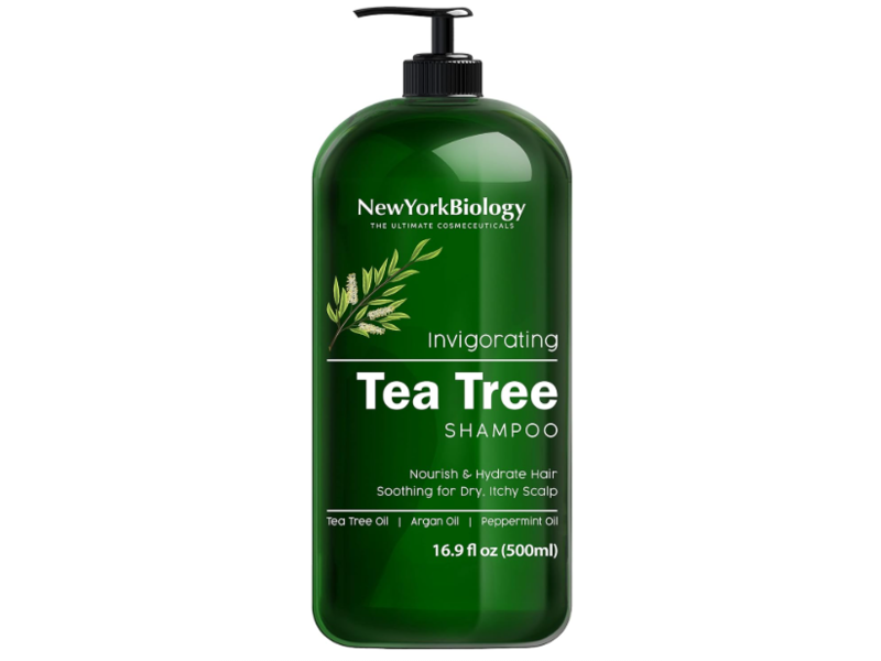 New York Biology Invigorating Tea Tree Shampoo, Tea Tree Oil, Argan Oil, Peppermint Oil, 16.9 fl oz/500 mL