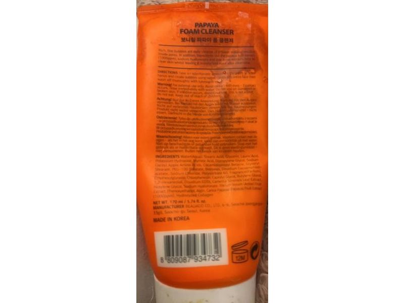 Bonnyhill Papaya Foam Cleanser, 5.74 fl oz/17 mL