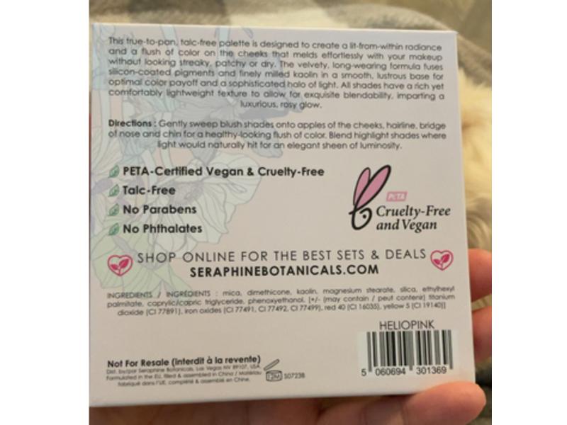 Seraphine Botanicals Geranium + Glow Blush & Highlight Palette, Hello Pink, 0.28 oz/8 g