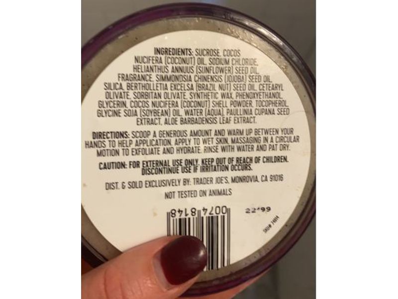 Trader Joe's Brazil Nut Body Scrub, Guarana, Aloe Leaf Extracts, 8 fl oz/227 g