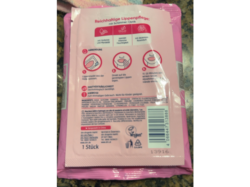 Balea DM Hydrogel Lip Mask, Hyaluronic Acid & Almond Oil, 5 Count