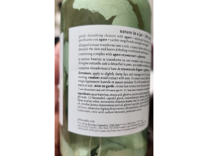 Philosophy Nature In A Jar Gentle Detoxifying Cleanser, Agave, 8 fl oz/240 mL