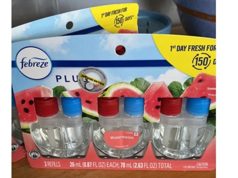 Febreze Plug In Air Freshener Refill, Watermelon, 2.63 fl oz/26 mL, Pack Of 3