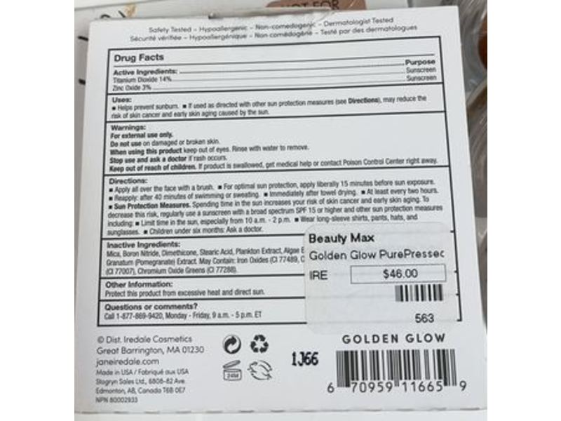 Jane Iredale Pure Pressed Base Mineral Foundation, SPF 20, Golden Glow, 0.35 oz/9.9 g