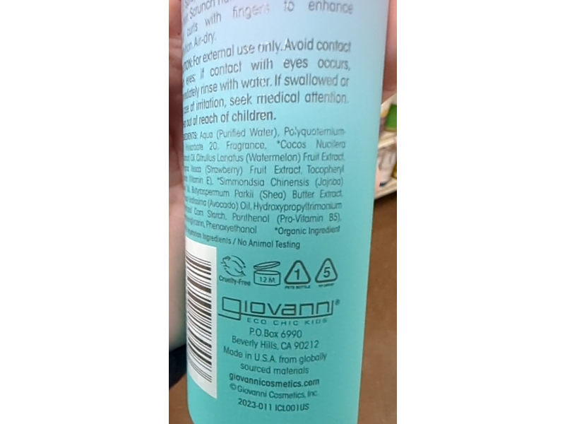 Giovanni Eco Chic Kids Curl Activator Spray, 5 fl oz/147 mL