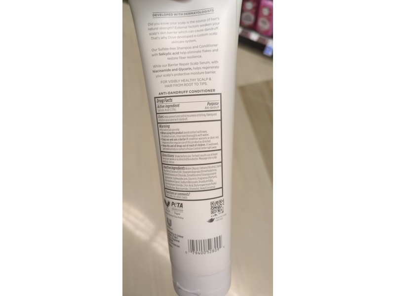 Dove Derma Scalp Dandruff Relief Anti Dandruff Conditioner, Salicylic Acid, 9 fl oz
