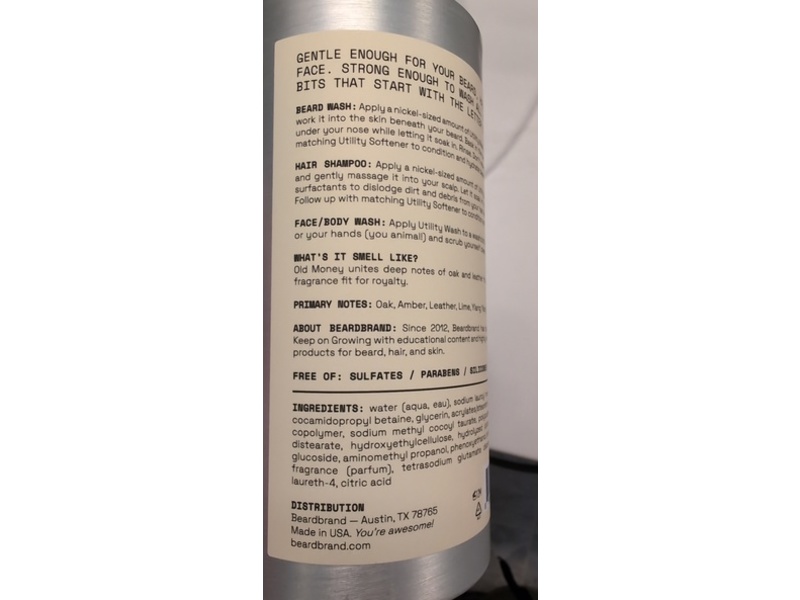 Beard Brand Utility Wash, Old Money, 14 fl oz/414 mL