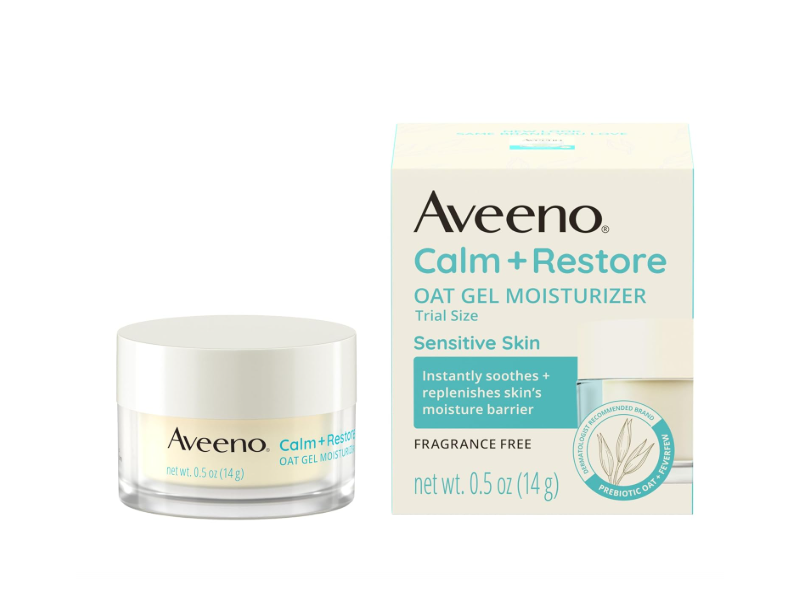 Aveeno Calm + Restore Oat Gel Moisturizer, Fragrance Free, 0.5 oz/14 g